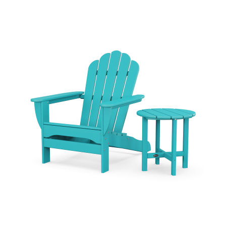 POLYWOOD Monterey Bay Oversized Adirondack Chair with Side Table in Aruba
