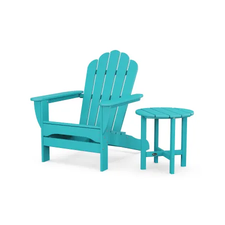 POLYWOOD Monterey Bay Oversized Adirondack Chair with Side Table in Aruba