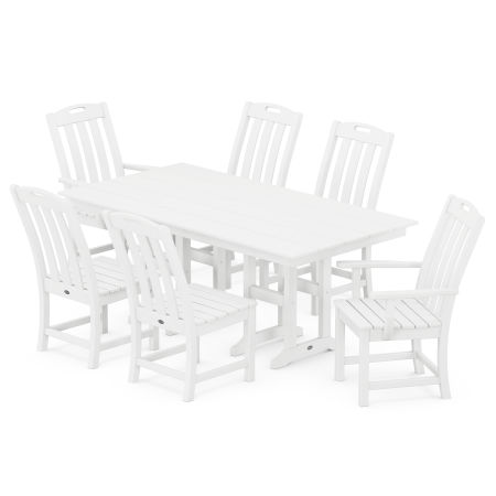 POLYWOOD Yacht Club 7-Piece Farmhouse Dining Set in Classic White