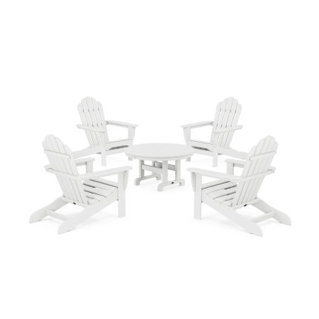 POLYWOOD 5-Piece Monterey Bay Adirondack Chair Conversation Group in Classic White