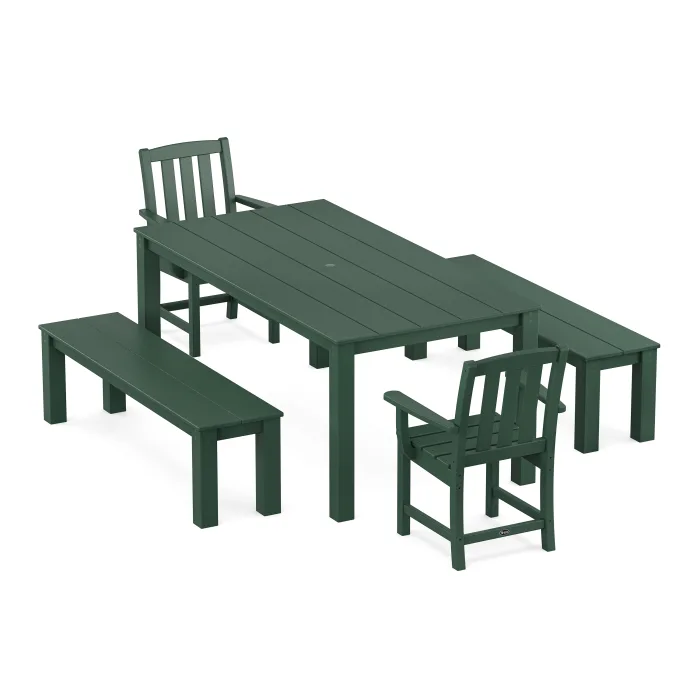 POLYWOOD Cape Cod 5-Piece Parsons Dining Set with Benches