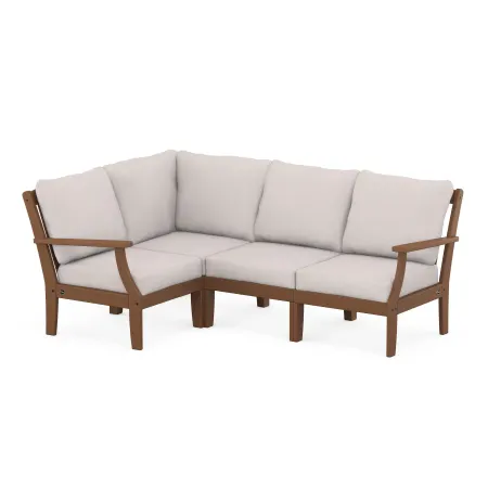 POLYWOOD Yacht Club Modular 4-Piece Deep Seating Set in Tree House / Dune Burlap