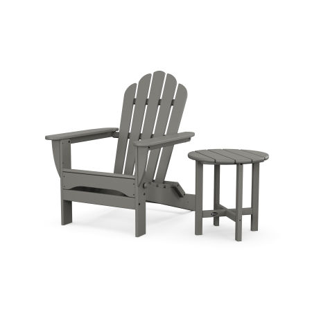 POLYWOOD Monterey Bay Folding Adirondack Chair with Side Table in Stepping Stone