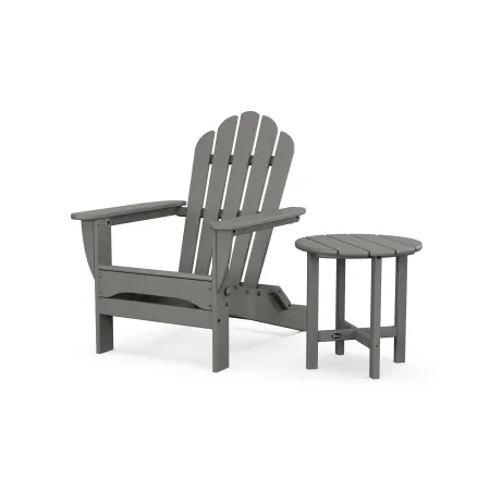 POLYWOOD Monterey Bay Folding Adirondack Chair with Side Table in Stepping Stone