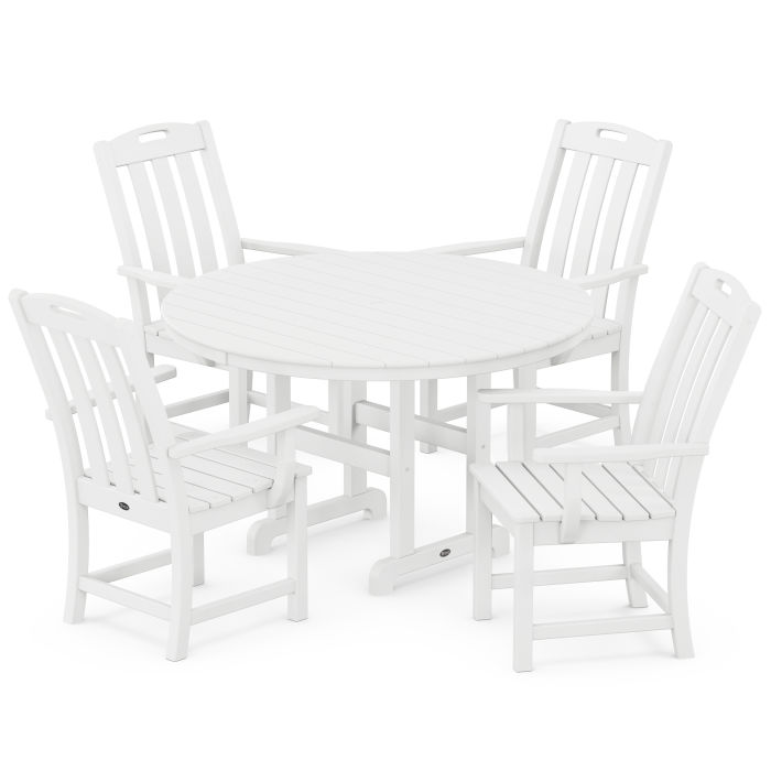 POLYWOOD Yacht Club 5-Piece Round Arm Chair Dining Set