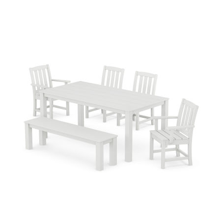POLYWOOD Cape Cod 6-Piece Parsons Dining Set with Bench in Classic White