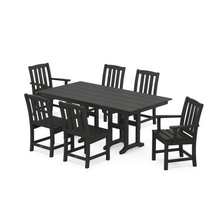 POLYWOOD Cape Cod 7-Piece Farmhouse Dining Set in Charcoal Black