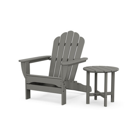 POLYWOOD Monterey Bay Oversized Adirondack Chair with Side Table in Stepping Stone