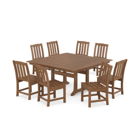 POLYWOOD Cape Cod Side Chair 9-Piece Square Farmhouse Dining Set with Trestle Legs in Tree House