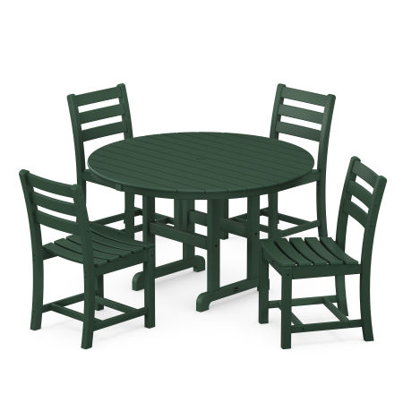 POLYWOOD Monterey Bay 5-Piece Round Side Chair Dining Set in Rainforest Canopy