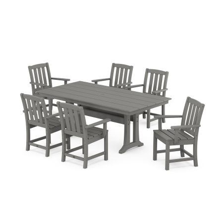 POLYWOOD Cape Cod Arm Chair 7-Piece Farmhouse Dining Set with Trestle Legs in Stepping Stone