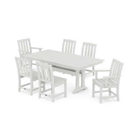 POLYWOOD Cape Cod 7-Piece Farmhouse Dining Set with Trestle Legs in Classic White