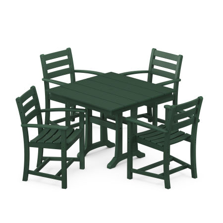 POLYWOOD Monterey Bay 5-Piece Farmhouse Trestle Arm Chair Dining Set in Rainforest Canopy