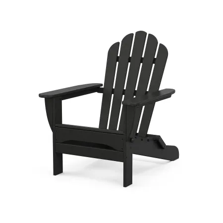 POLYWOOD Monterey Bay Folding Adirondack Chair in Charcoal Black