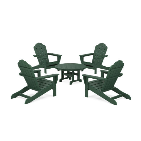 POLYWOOD 5-Piece Monterey Bay Oversized Adirondack Chair Conversation Group in Rainforest Canopy