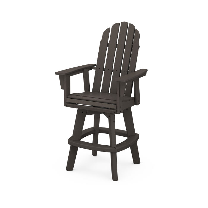 Vineyard Curveback Adirondack Swivel Bar Chair in Vintage Finish