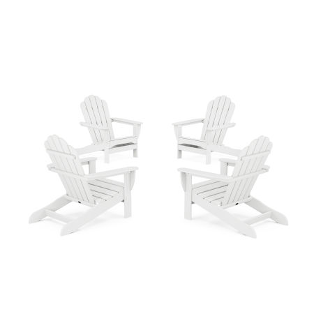 POLYWOOD 4-Piece Monterey Bay Oversized Adirondack Chair Conversation Set in Classic White