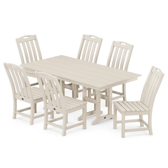 POLYWOOD Yacht Club 7-Piece Farmhouse Side Chair Dining Set