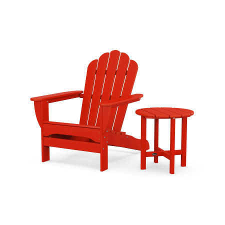 POLYWOOD Monterey Bay Oversized Adirondack Chair with Side Table in Sunset Red