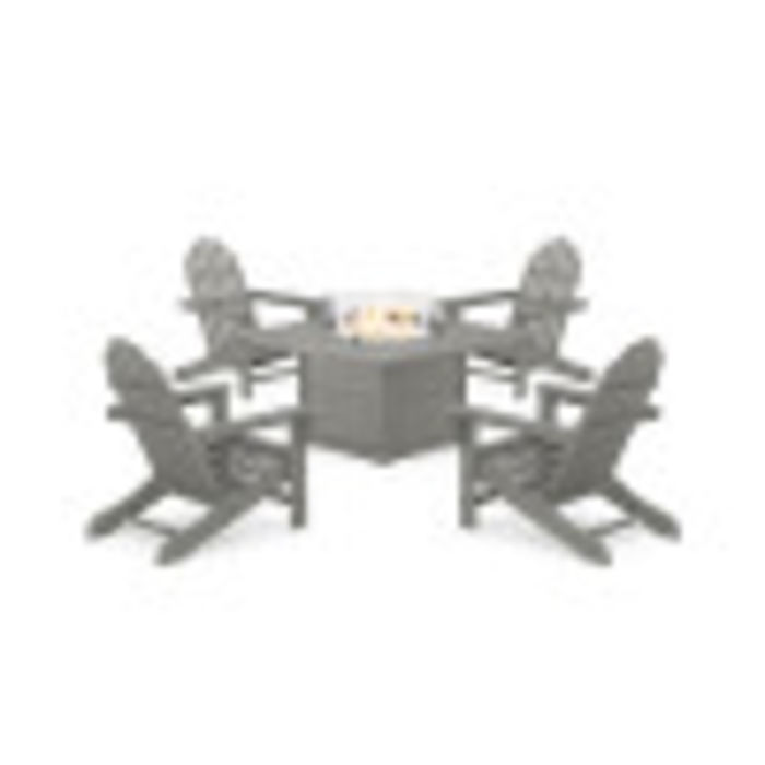 POLYWOOD Cape Cod Adirondack 5-Piece Set with Square Fire Pit Table