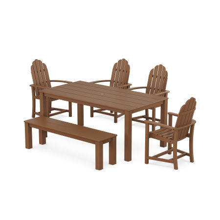POLYWOOD Cape Cod Adirondack 6-Piece Parsons Dining Set with Bench in Tree House