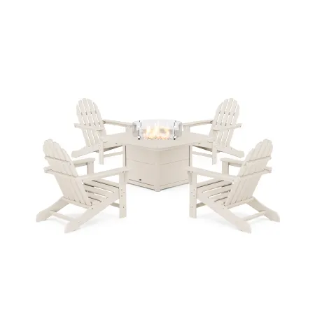 Trex Outdoor Furniture Cape Cod Adirondack 5-Piece Set with Yacht Club Fire Pit Table