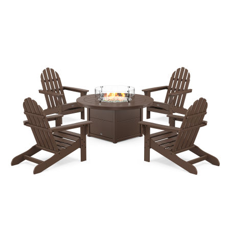 POLYWOOD Cape Cod Adirondack 5-Piece Set with Round Fire Pit Table in Vintage Lantern