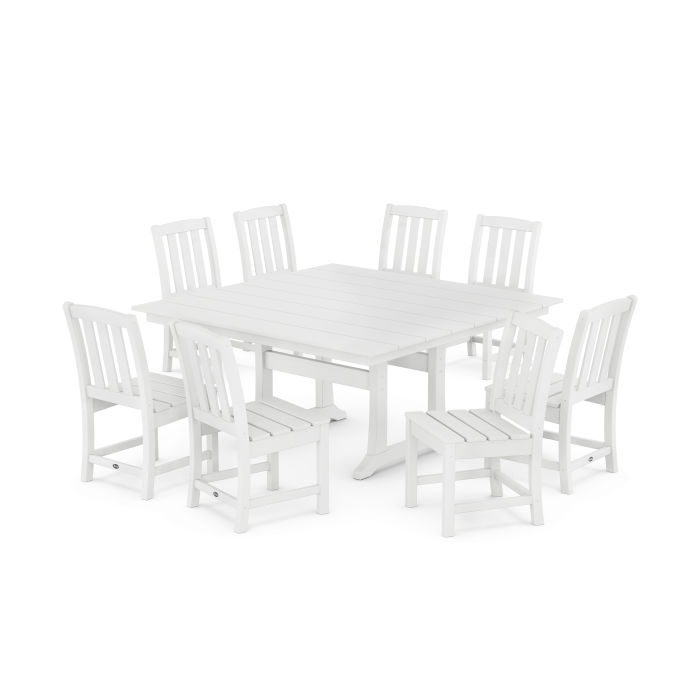 POLYWOOD Cape Cod Side Chair 9-Piece Square Farmhouse Dining Set with Trestle Legs