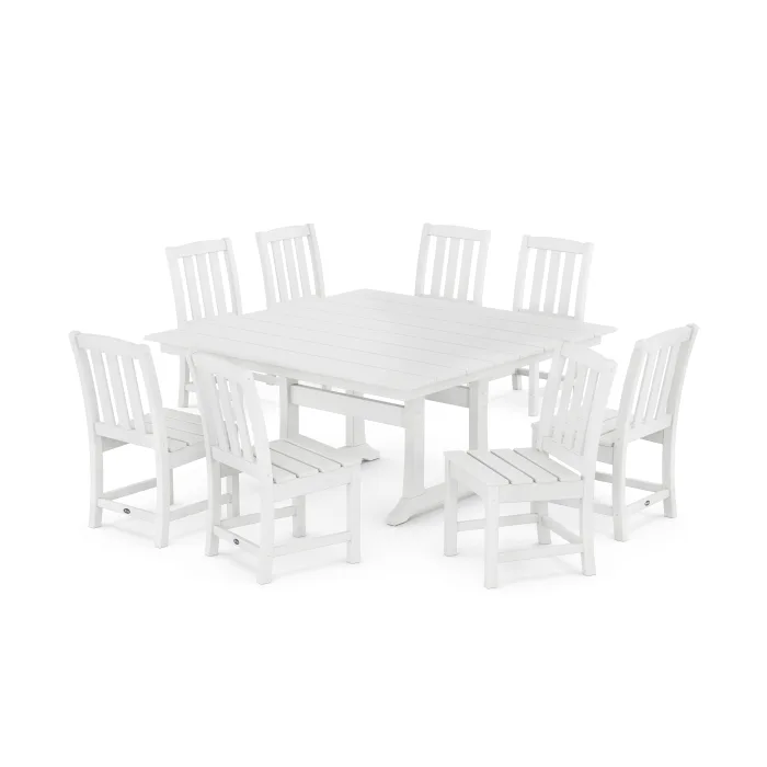 POLYWOOD Cape Cod Side Chair 9-Piece Square Farmhouse Dining Set with Trestle Legs