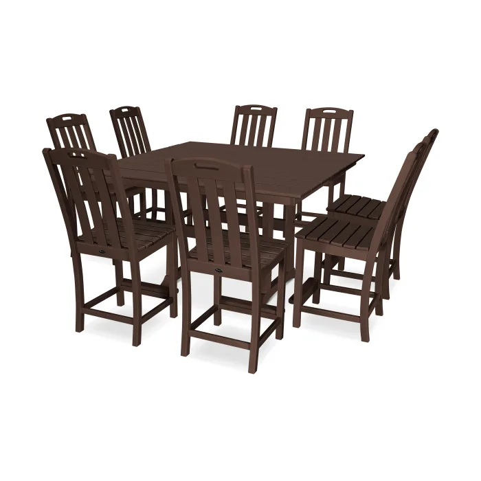 Trex Outdoor Furniture Yacht Club 9-Piece Farmhouse Trestle Side Chair Counter Set