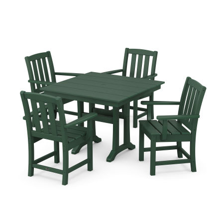POLYWOOD Cape Cod 5-Piece Farmhouse Dining Set with Trestle Legs in Rainforest Canopy