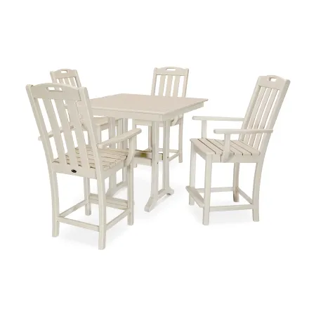 Trex Outdoor Furniture Yacht Club 5-Piece Farmhouse Trestle Arm Chair Counter Set