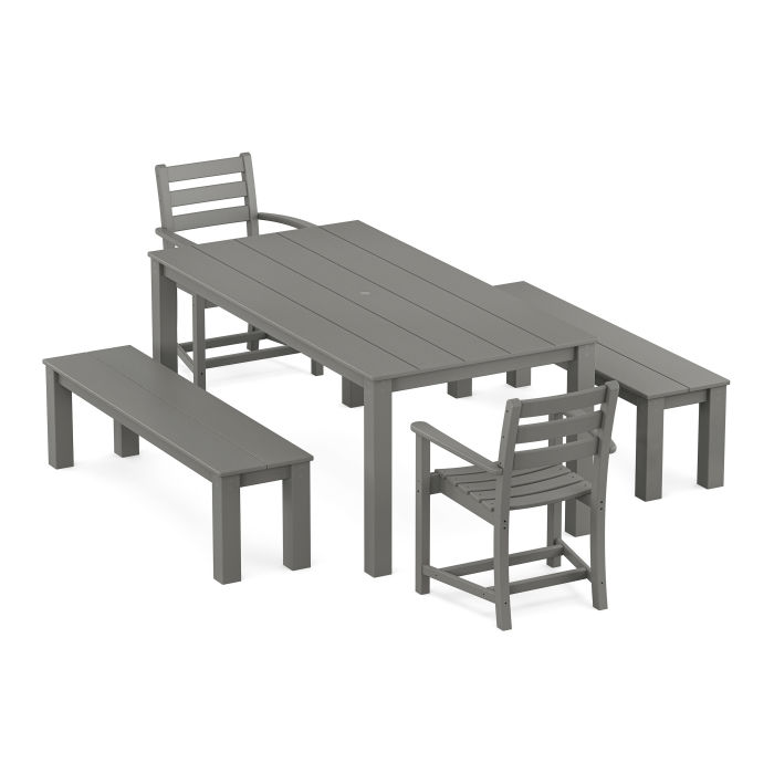 POLYWOOD Monterey Bay 5-Piece Parsons Dining Set with Benches