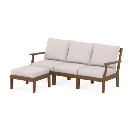 POLYWOOD Yacht Club Modular 4-Piece Deep Seating Set with Ottoman in Tree House / Dune Burlap