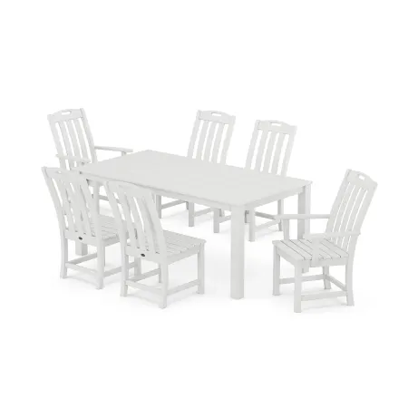 POLYWOOD Yacht Club 7-Piece Parsons Dining Set in Classic White