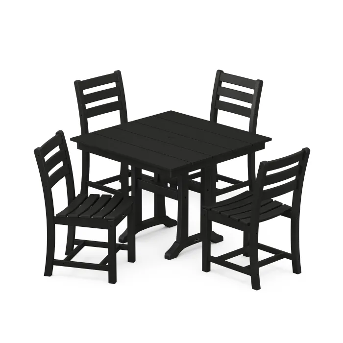 POLYWOOD Monterey Bay 5-Piece Farmhouse Trestle Side Chair Dining Set
