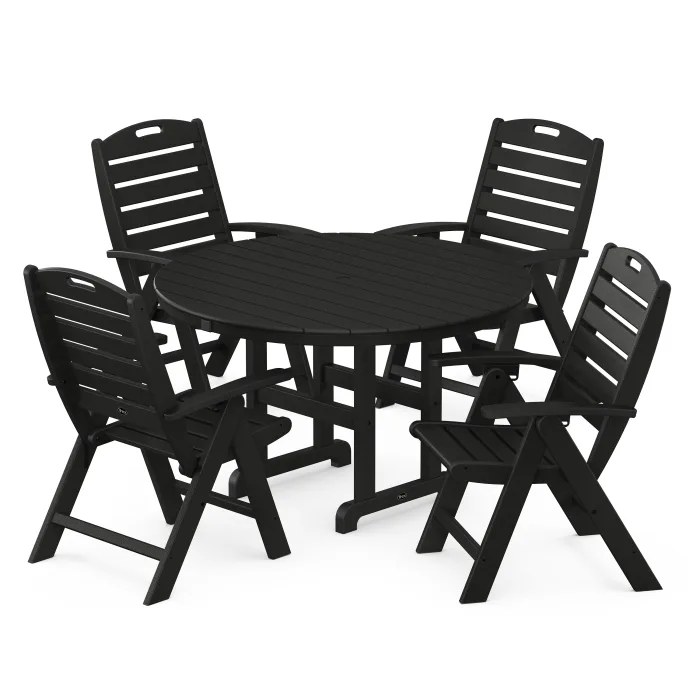POLYWOOD Yacht Club Highback 5-Piece Round Dining Set