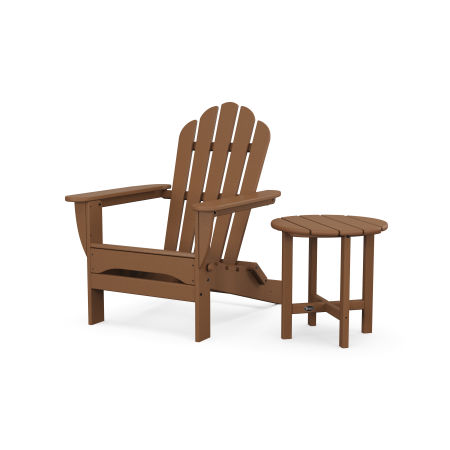 POLYWOOD Monterey Bay Folding Adirondack Chair with Side Table in Tree House