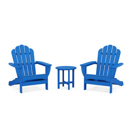 POLYWOOD 3-Piece Monterey Bay Oversized Adirondack Set in Pacific Blue