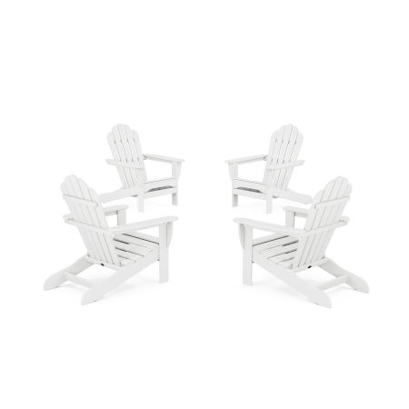 POLYWOOD 4-Piece Monterey Bay Adirondack Chair Conversation Set in Classic White