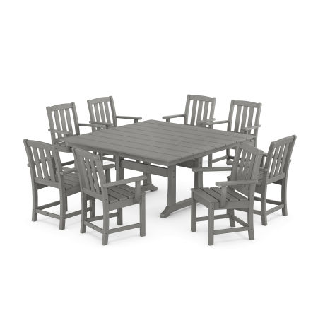 POLYWOOD Cape Cod 9-Piece Square Farmhouse Dining Set with Trestle Legs in Stepping Stone