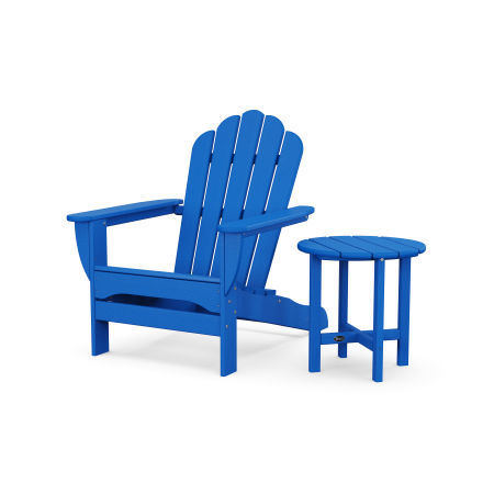 POLYWOOD Monterey Bay Oversized Adirondack Chair with Side Table in Pacific Blue