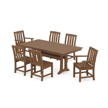POLYWOOD Cape Cod 7-Piece Farmhouse Dining Set with Trestle Legs in Tree House
