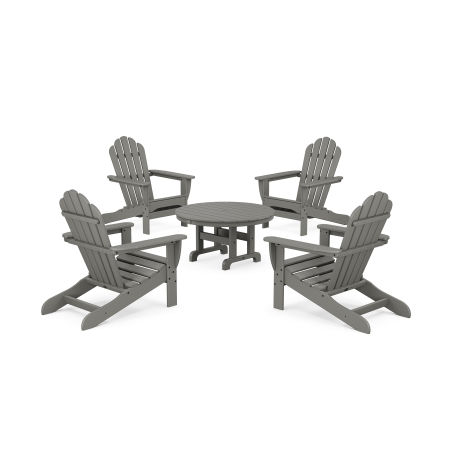 POLYWOOD 5-Piece Monterey Bay Adirondack Chair Conversation Group in Stepping Stone