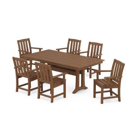 POLYWOOD Cape Cod Arm Chair 7-Piece Farmhouse Dining Set with Trestle Legs in Tree House