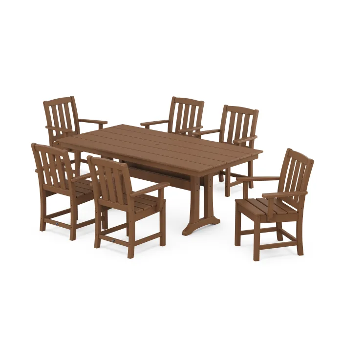 POLYWOOD Cape Cod Arm Chair 7-Piece Farmhouse Dining Set with Trestle Legs