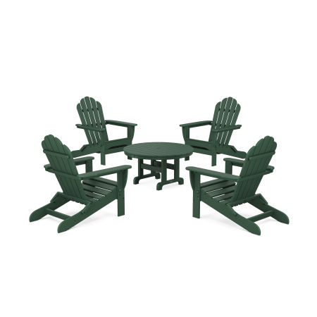 POLYWOOD 5-Piece Monterey Bay Folding Adirondack Chair Conversation Group in Rainforest Canopy