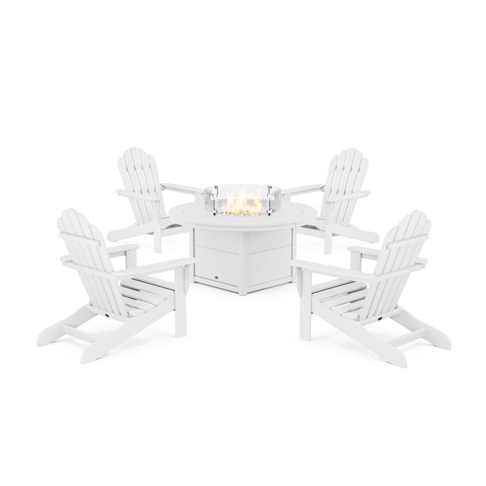 POLYWOOD 5-Piece Monterey Bay Adirondack Conversation Set with Fire Pit Table