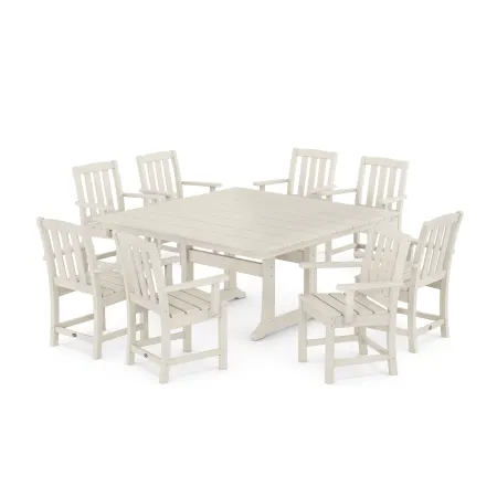 Trex Outdoor Furniture Cape Cod 9-Piece Square Farmhouse Dining Set with Trestle Legs