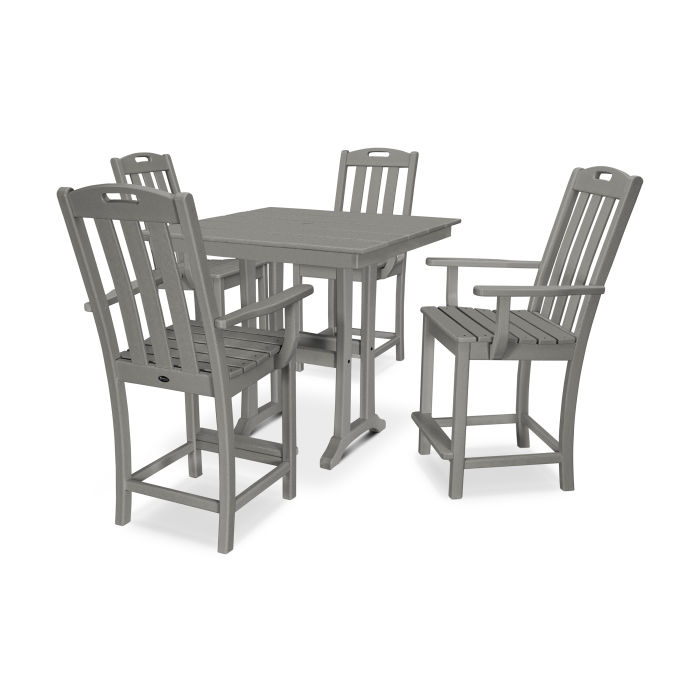 Trex Outdoor Furniture Yacht Club 5-Piece Farmhouse Trestle Arm Chair Counter Set